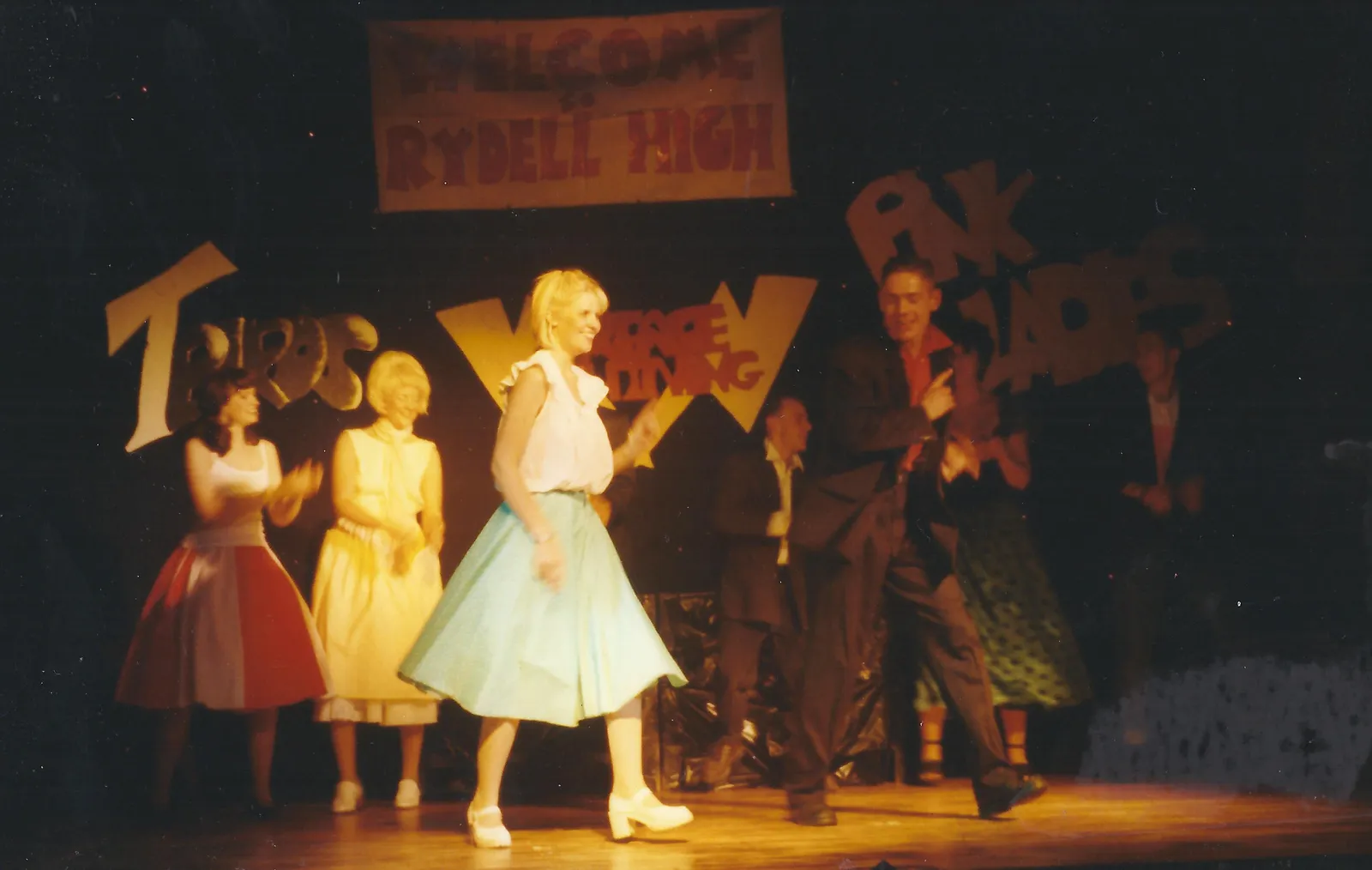 Pink Ladies routine on stage at Jimmy's Grease theme night